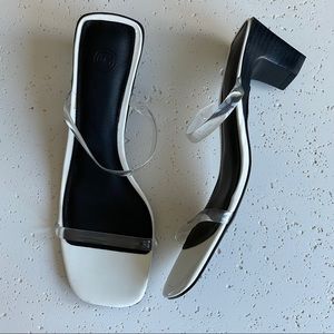 Clear strap white low sandals
